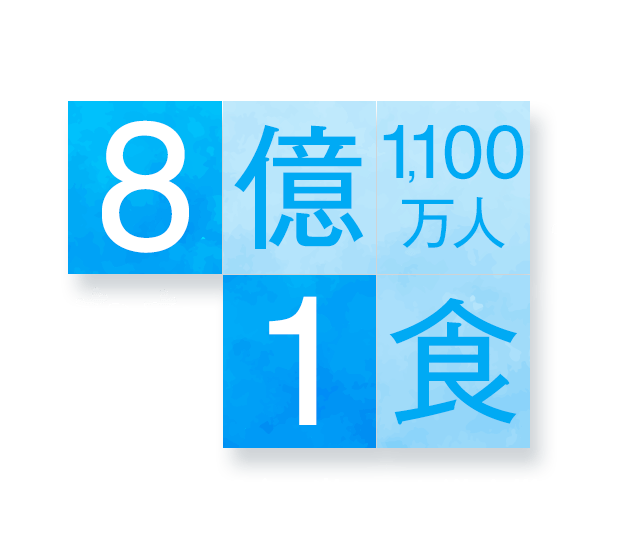 世界の飢餓に苦しむ最大8億1100万人へあなたからの1食を