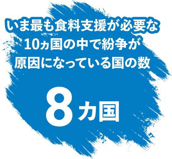 いま最も食料支援が必要な10ヵ国の中で紛争が原因になっている国の数